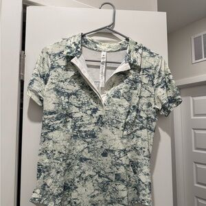 lululemon athletica Green and White Patterned Polo